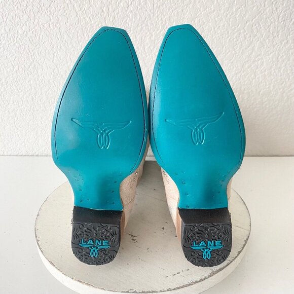 Lane Santorini White Cowboy Boots Womens 6.5 Western Wedding Snip Toe Tall Bling - Picture 9 of 12